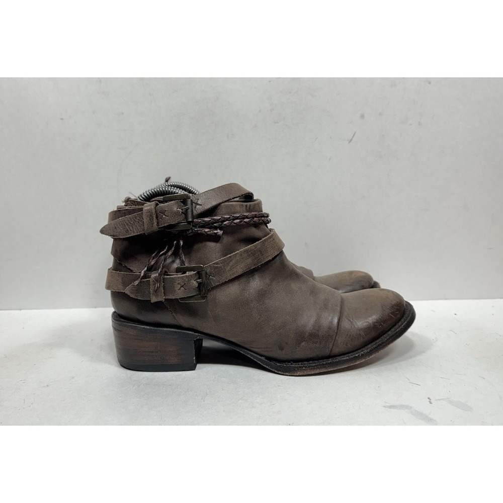 Freebird by Steven Leather Ankle Boots Simba Brown Booties Womens Size 8 BOHO